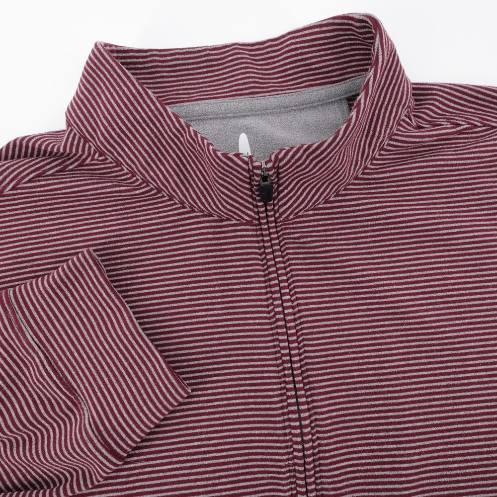 johnnie-O Striped Quarter Zip Pullover Maroon Long Sleeve Mens XL